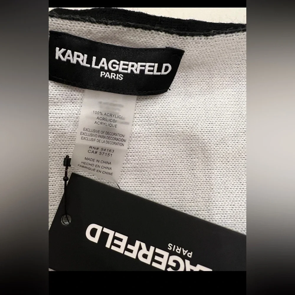 NWT Super cute CHOUPETTE AND KARL EMBELLISHED SCARF from KARL LAGERFELD PARIS.
